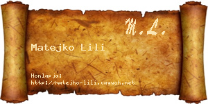 Matejko Lili névjegykártya